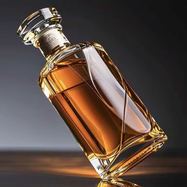 Efecto tallado de diamante de cristal botella de vidrio de bourbon transparente con corcho de cabeza de cristal