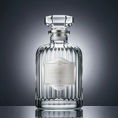 Efecto tallado de diamante de cristal botella de vidrio de bourbon transparente con corcho de cabeza de cristal