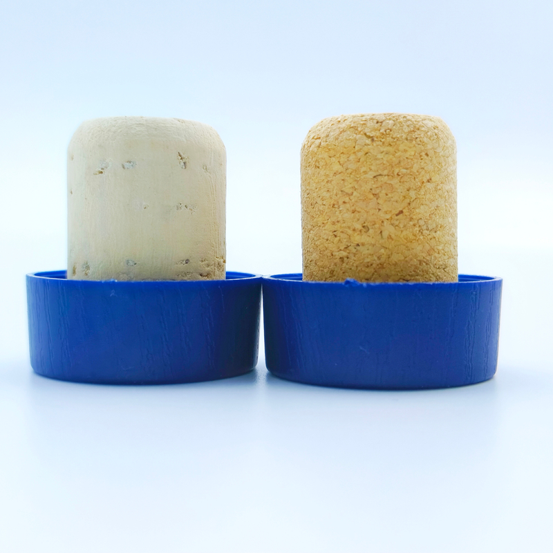 Tope de corcho de madera natural personalizada de 21.5 mm para botellas de licor y vino con marca